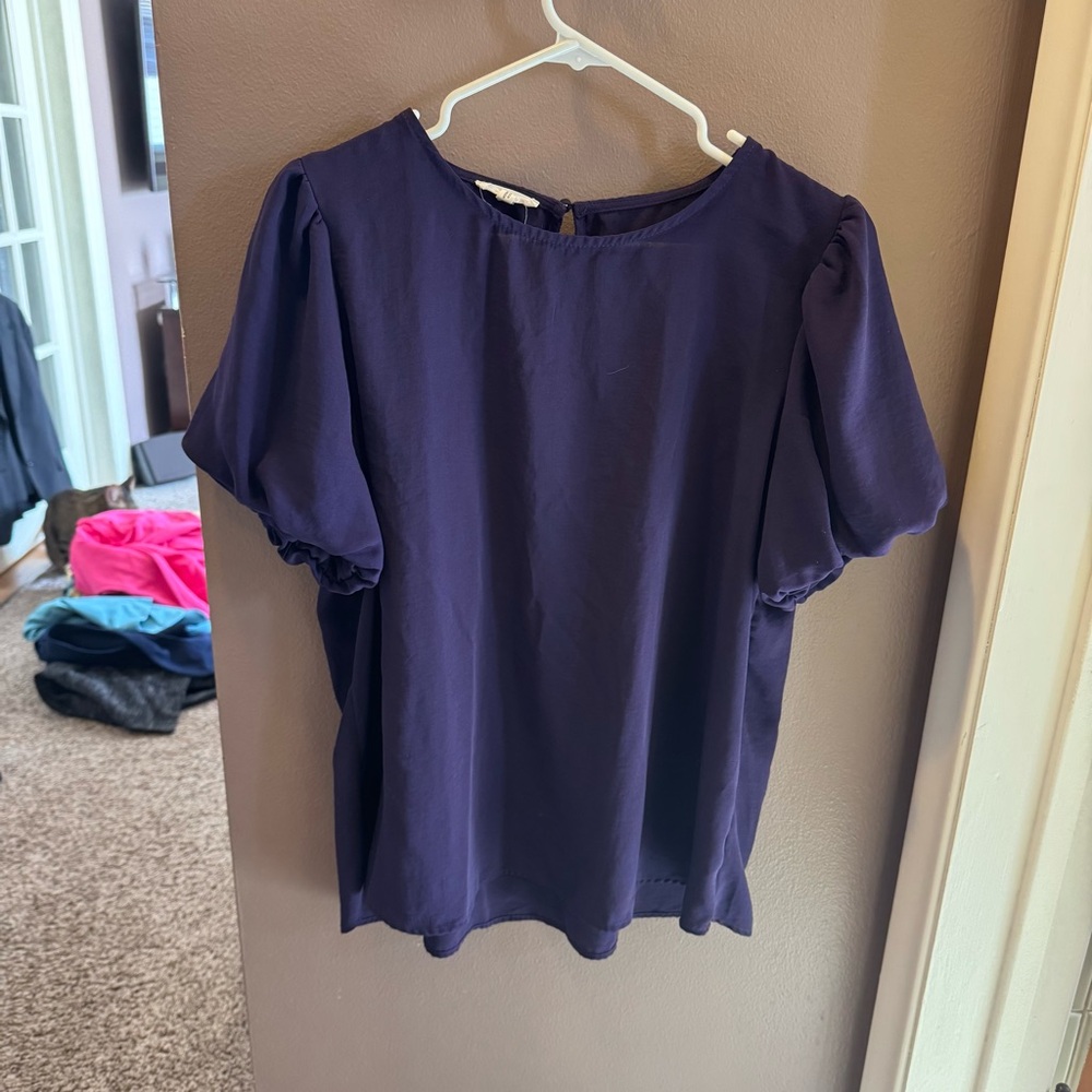 Maurices Blue Blouse Relaxed‎ Fit Short Sleeves